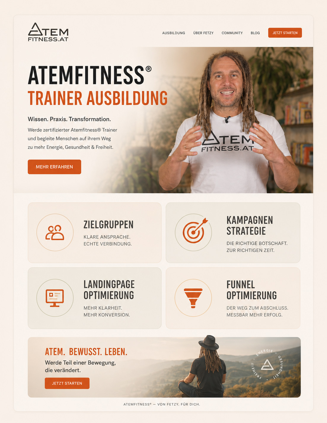 Atemfitness Case Study mit Kampagnenstruktur, Sales Funnel, Landingpage-Optimierung und Creative-Strategie